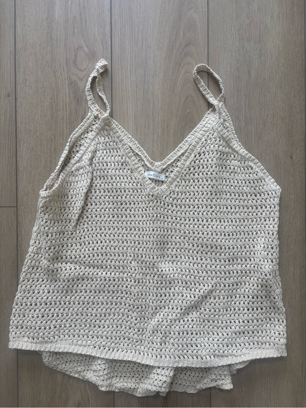 Neuflora Cream Crochet Knit Tank Top